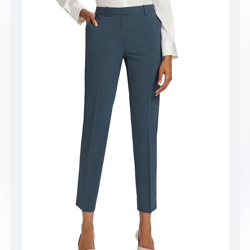 Theory Women's Teal Straight-Leg Trousers